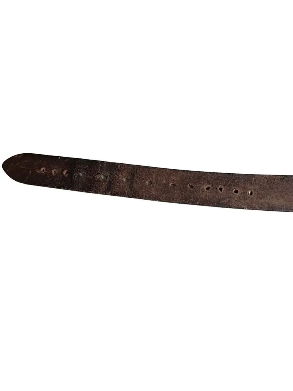 Vintage Brown Leather Belt Solid Brass Buckle L